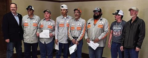 City Manager Rhett Parker presented service certificates to employees who worked on the project Sam Bocanegra, Jared Blacklock, Solomon Abraham, Joe Menchaca, Daniel Gonzales, Andrew Quintana, and Eddie Pitts. Staff Photo