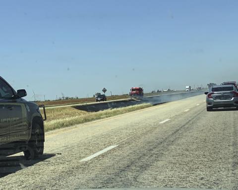 GARZA FIRES The Sheriff’s Department and the Volunteer Fire Department kept busy during Memorial Day weekend including putting out fires west of Post, in the median of 84. Although the cause is unknown, Sheriff Terry Morgan says, “This time of year, with it being so dry, a lot of times a chain from a trailer can make a spark and ignite it.” | ANNA GIBSON PHOTO