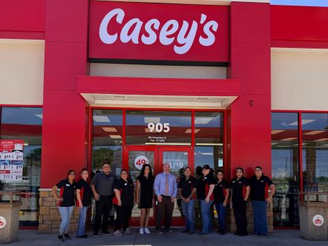 COMMUNITY SUPPORT Employees of Casey’s and Post Elementary School officials pictured following a $1,000 donation presented during the week of the store’s grand opening, with funds supporting student learning opportunities. | COURTESY PHOTO