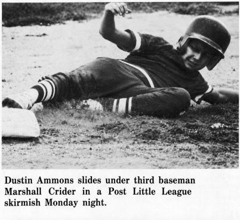 SLIDING SAFE During Post Little League baseball action in the summer of 1983, Dustin Ammons slides into third base. | POST DISPATCH ARCHIVES