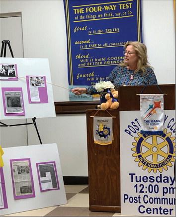 POST ROTARY CLUB hosted Susan McDonald last Tuesday, Jan. 21. To share about the history of the Post Amity Study Club and how things have changed since the early years of the club, including the white gloves and formal dresses. | ANNA GIBSON PHOTO