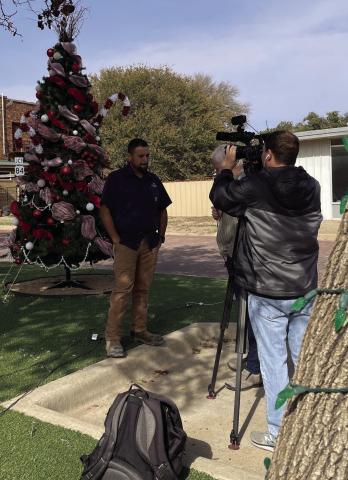 Steve Rivera is being interviewed by FOX34 for a segment on Our Town Courtesy Photo