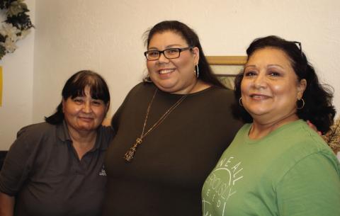 Stephanie Ramirez, Pastor Mari Thacker and Reyes Pequeno members of Bethel Assembly volunteer their time at the Bethel Hope Center. Photo by Julia Childs
