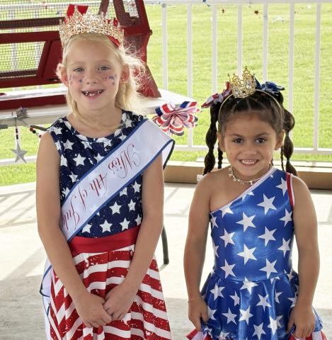 MISS FIRECRACKER During the July 4th festivities at the park in Post, Chloe Hataway, 7 (left) won the Little Miss Firecracker pageant; the runner-up was Mylannie Deleon, 5. | COURTESY PHOTO
