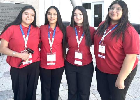 STATE BOUND Members of Post High School FCCLA are state qualifiers in parliamentary procedure and will represent Post at the State competition in Dallas April 9–11. Team members from left, are Alexa Contreras, Madison Contreras, Elizabeth Acosta and Yesenia Saucedo. | COURTESY PHOTO
