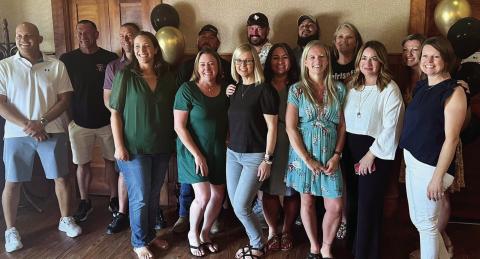 The Class of 1998 enjoyed a great time at their 25-year class reunion. There were 14 classmates present along with nine class parents. Those attending are from left to right Orlando Castillo, Russ Moore, Chad McDougle, Natalie Pollard Husen, Steve Gonzales, April Leary Smith, Brandon Patschke, Erica Gomez Castillo, Homer Gomez, Amanda Pierce Brackeen, Arimy Gradine Beasley, Macee Mills Balka, Sonda Leininger McGowen, Kathy Gerner Wall. Coaches Christy and Darrell Daily were the special guests.