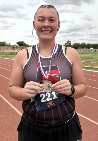 DOUBLE QUALIFIER Southland High School’s Audrey Lee has qualified for the State track and field meet in two events after placing second in both the shot put and discus at the regional meet at South Plains College in Levelland May 1. | COURTESY PHOTO
