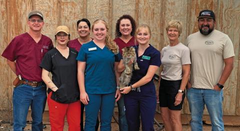 GOOD MORNING The Post Area Chamber of Commerce brought doughnuts to the Garza County Animal Hospital to welcome two Texas A&amp;M students during their two weeks’ local residence for the Rural Veterinary Medicine Preclinical Externship Program. From left, Dr. Kerry Wink, Veronica Carroll, Kelsey Isbell, Alyssa Otto, Krisiti Wink, Laural Bailey, JoAnn Travis and Jamie Hernandez. | ANNA GIBSON