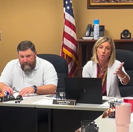 ACCOUNTABILITY PLAN Post ISD superintendent Cassie Petty and board president Jett Lott address the board with encouragement and presentation of the state’s accountability system and plan for increased student success. Full videos can be viewed at The Post Dispatch Facebook page. | STAFF PHOTO
