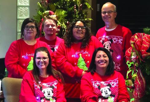 OPEN HOUSE Peoples Bank held their annual Christmas Open House last week. Employees greeted guests throughout the day, including (seated) Stormie Lawrence and Sierra Guerrero. Standing Raquel Britton, Reid Banta, Rubi Ann Rodriquez and Clay Miller. | PHOTO PROVIDED