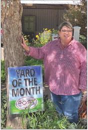 Penny Mason is the recipient of Yard of the Month for October/November with Honorable Mention going to Ray and Earlene Bagby. Yard of the Month is sponsored by Post Area Chamber of Commerce. The next award will be given in December for best Christmas decorations. Photo Provided