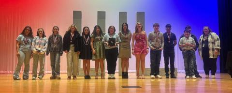 ONE ACT PLAY Members of the middle school One Act Play company celebrated their third-place finish at the district competition, where several students also received individual awards. | COURTESY PHOTO