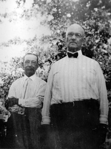 PARTNERSHIP E.W. “Shorty” Clark (left) was a key business associate of W.E. Connell (right) in the early 1900s. He partnered with Connell and John Scharbauer in acquiring ranch lands in Garza and Kent Counties, which together became the OS Ranch. | PHOTO PROVIDED BY CONNELL MANAGEMENT LLC