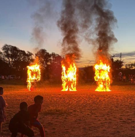 BURNING LETTERS Post ISD held its third annual letter burning during the homecoming spirit week at the Post Stampede Rodeo grounds. The letters are wrapped with fabric from old clothing, blankets and towels. | RYLAN MORRIS PHOTO