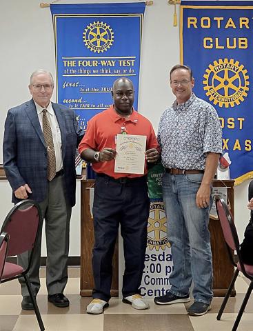 POST ROTARY Terry Jackson was formally inducted into the Rotary Club of Post Aug. 5. Jackson is a counselor at the Juvenile Detention Center and has shared a great deal on the importance of child awareness and parenting. | COURTESY PHOTO