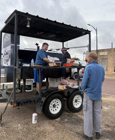 ROTARY FUNDRAISER The Post Rotary Club held a fundraiser in downtown Post on Tuesday, cooking and selling burgers and sausage wraps on 84 and Main to help raise funds for the downtown beautification project. | COURTESY PHOTO