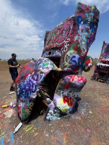 HALF A CENTURY AND COUNTING Cadillac Ranch was created in 1974 by Chip Lord, Hudson Marquez and Doug Michels. Read Joe Nick Patoski’s 2024 piece,“Fifty Years of Cadillac Ranch,” at the Texas Highways website, and listen to Anthony Arno’s interview with Chip Lord, the only living member of the Ant Farm trio that created Cadillac Ranch, in Episode 67 (March 2026) of his Route 66 Podcast on Spotify.