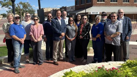 CENTURY OF SERVICE Members of the Post Rotary Club gathered in downtown Post Oct. 5, 2026, for the dedication of the Centennial Clock, commemorating the club’s 101st anniversary and more than a century of service to the Post Community. | COURTESY PHOTO