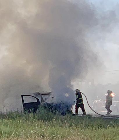 SATURDAY FIRE Officials halted traffic on busy U.S. 84 in Post Saturday evening while firefighteres put out a vehcile fire of unknown origin. Occupants of the vehicle were unharmed. | POST DISPATCH