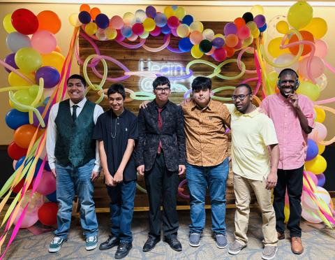 ALL SMILES Malachi Delgado, Adrian Trinidad, Jayden Pewitt, Jafet Rodriguez, Micah Gonzales and Zaidyn Green posed in front of a balloon backdrop at the Special Services Prom on April 15 in Lubbock. | COURTESY PHOTO
