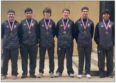 The Bold Gold Cross Country team placed third at the district meet Monday at Plains. Members are Samuel Walls, Jair Rodriguez, Jace Adams, Kason Wink, Valentin Cesillon, and Jesus Montoya. Photo complimentary of John Wright. Photo Provided