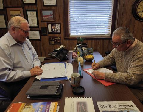 County Judge Lee Norman and Warden Rick Martinez signed off on Texas Jail Commission requirements for the Dalby prison bed expansion to 1024 beds. Photo Provided