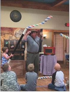 LIBRARY MAGIC Pretty Darn Amazing Productions with Wisconsin Johnson by Rick and Kelley De Lung performed for the children and adults who participated in the Public Library summer reading program. The performance was held at the Heritage House Friday. | ANNA GIBSON