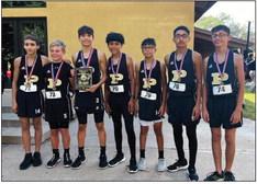 Post Junior High Cross Country Champions include Zakobi Pena, Carter Petty, Alek Garcia, Nelson Esparza, Aiden Rodriguez, Arron Salas, and Enrique Resendez. Congratulations to the PHJS Cross Country Team. Photo Provided