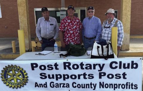 Rotarians Preston Leake, Rhett Parker, Lee Norman, and Lynn Simpson man the registration table for the All Wheels Show. | PHOTO PROVIDED