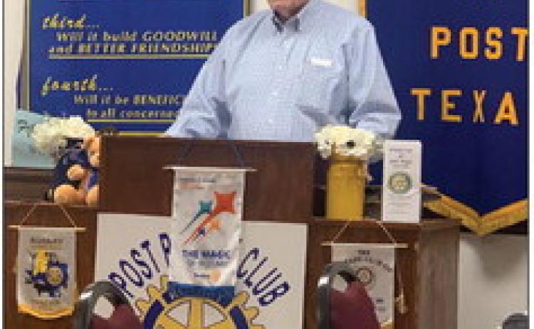 POST ROTARY Judge Lee Norman (Rotarian), shared history of Post and Garza County through historical articles from a collection in the book, ’40 Years of Lawlessness’ by Roger M. Pace. If you’re welcome to join the Rotary Club at noon every Tuesday. | ANNA GIBSON PHOTO