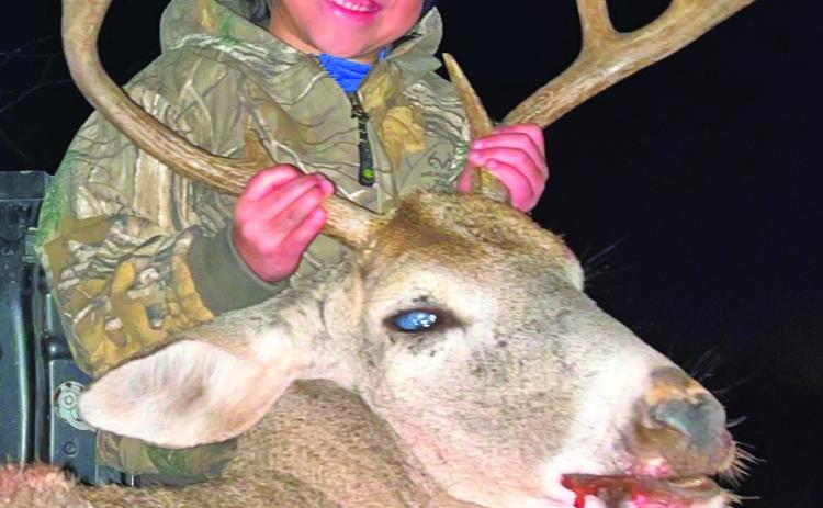 YOUNGEST WINNER Five-year-old Gunner Flores was the winner of the Youngest Youth category of the Star Feed Big Buck Contest. Gunner shot an 8-point whitetail, in Garza county, with a rifle. Gunner,s deer scored a total of 123 inches, winning him a monogrammed jacket. MORE WINNERS, PAGE 8 | COURTESY PHOTO