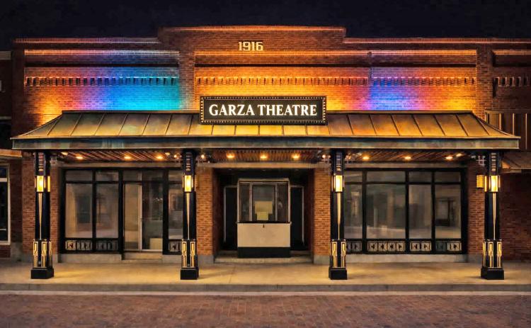 GARZA THEATRE EXTERIOR RESTORATION, NIGHTTIME (RENDERING PROVIDED)
