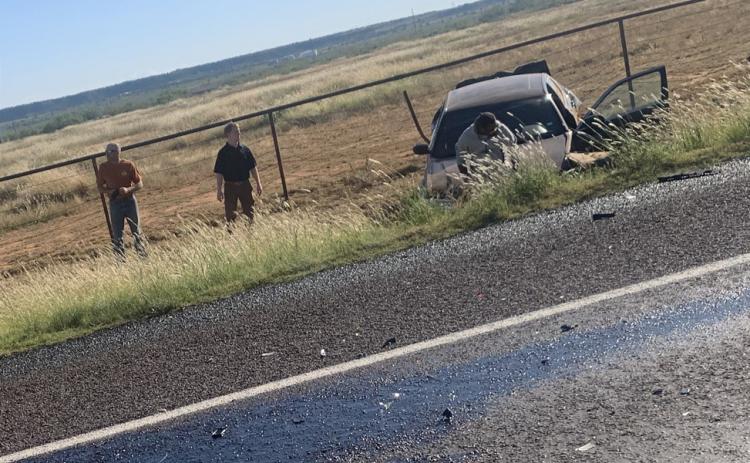 Just down the caprock, eastbound on 84, a two-vehicle accident occurred Sept. 23, resulting in one vehicle in the ditch facing north and the other stopped on the road. At the time of this publication, Sheriff Michael Isbell had no details to share. | STAFF PHOTO