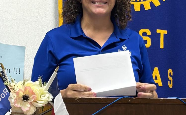 SCOUTING SERVICE Megan Sila, district director for Scouting America’s Northwest Texas Council, served as guest speaker at the Post Rotary Club luncheon Tuesday, Aug. 4. | COURTESY PHOTO