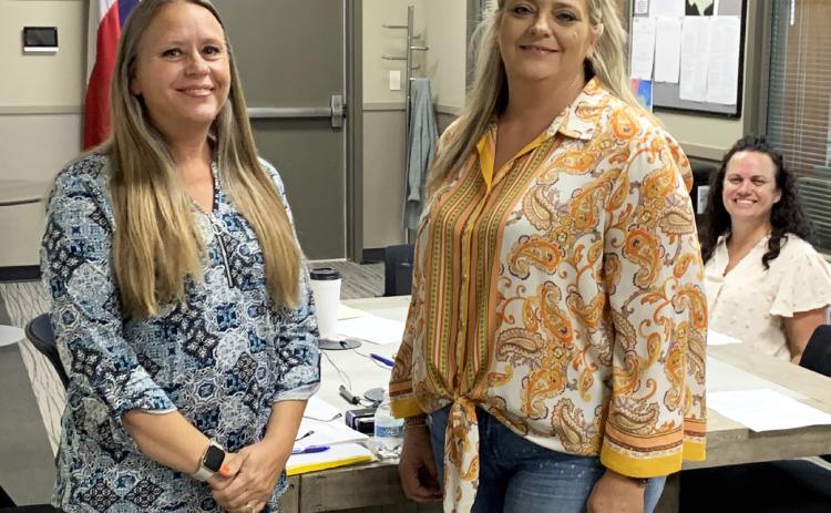 OATH OF OFFICE Brandy Fannon (left) administered the oath of office to Heather Whetsel during the rescheduled meeting Aug. 26. Whetsel represents precinct 3 in the Garza County Healthcare District. | STAFF PHOTO