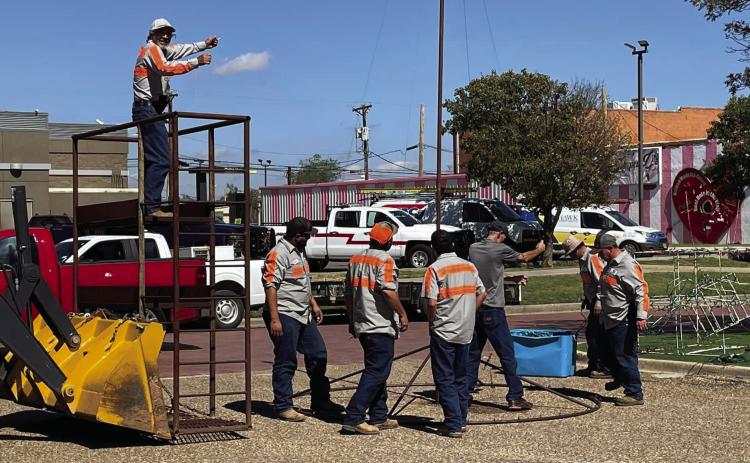 City crews are working to get the Christmas lights ready for the Light Up Post event. The City of Post has designated itself a West Texas Christmas Destination. Photo Provided