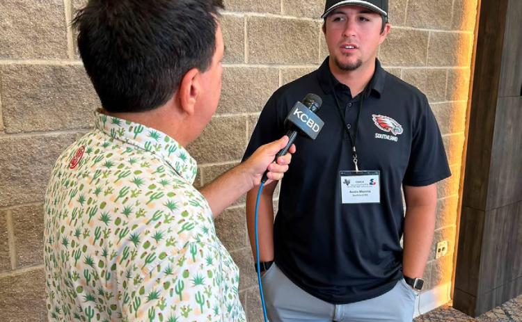 SEASON PREVIEW Southland High School head football coach Austin Moreno was featured July 22 during KCBD-TV NewsChannel 11’s “Pete’s Pigskin Preview,” discussing the Eagles’outlook for the 2026 football season as preparations continue for the upcoming campaign. | COURTESY PHOTO
