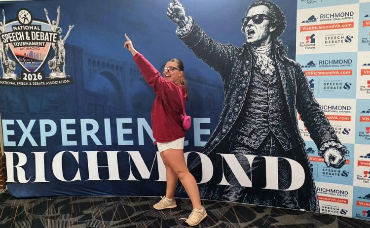 POST REPRESENTED Khloe Smith, Post High School junior, accompanied by her coach, Deborah Garoui, qualified for the NSDA in Richmond Virginia. | COURTESY PHOTO