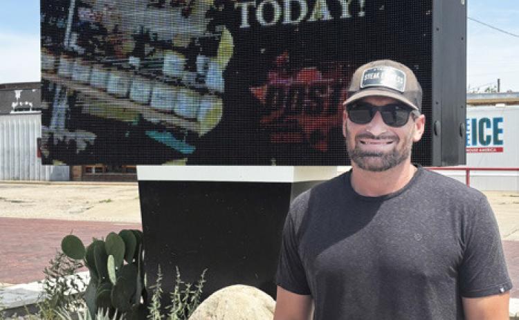 WEST TEXAS WELCOME Jace Pollard, above, landscaped the area around the Post welcome sign, where native Texas plants, drought-tolerant landscaping and locally sourced Garza County stone create a welcoming gateway to the community. | COURTESY PHOTO
