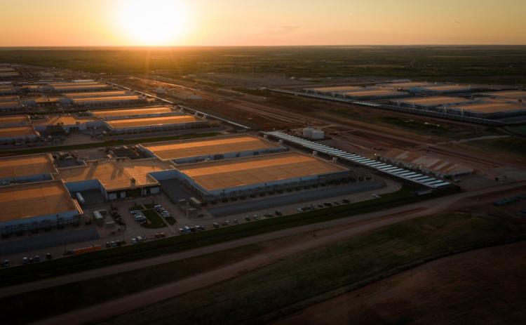 BIG DATA The sun sets behind the Stargate data center on May 2, 2026, in Abilene. | JON SHAPLEY FOR THE TEXAS TRIBUNE