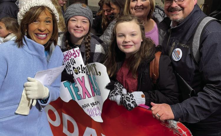 Visiting New York City during spring break one is required to visit the Today Show. City Manager Rhett Parker and his family made an appearance complete with a creative sign from Post Texas. Co-Host Hoda Kotb is pictured with Jayden, Adyson, Stacy and Rhett Parker. Photo Provided