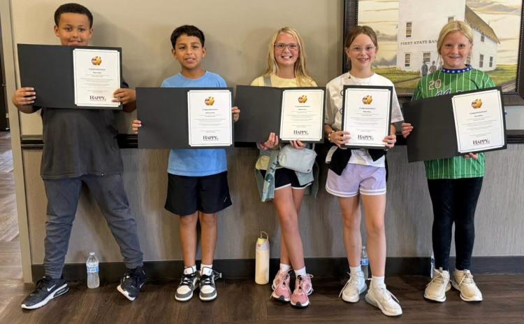 STUDENT TELLERS Post Elementary fifth graders received certificates recognizing their selection as student tellers for the Happy State Bank Kids’ Bank program. | COURTESY PHOTO