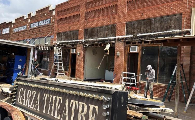 HISTORIC RENEWAL Facade improvements are underway at the Garza Theatre in downtown Post, with more renovations and enhancements in the months ahead. | COURTSY PHOTO