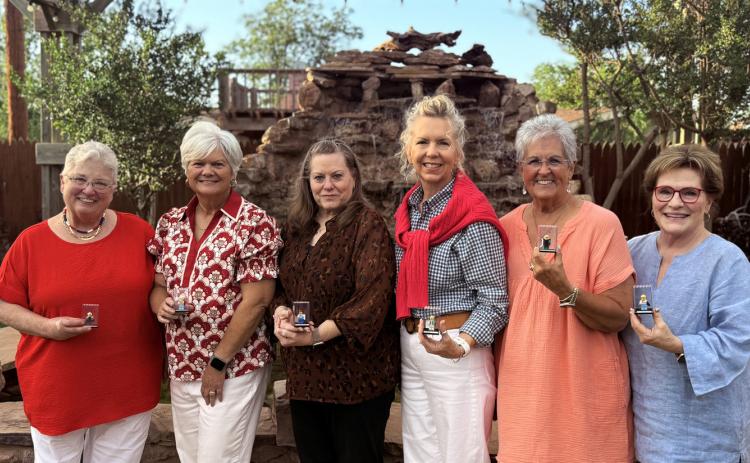 CLUB LEADERSHIP Newly installed officers of the Amity Study Club are, from left, Amy Weems, Nancy McDonald, Carol Williams, Kim Greer, Nancy Thuett and Mary Ann Wright, following the club’s installation ceremony held May 19 in the home of Karen Nichols. | COURTESY PHOTO