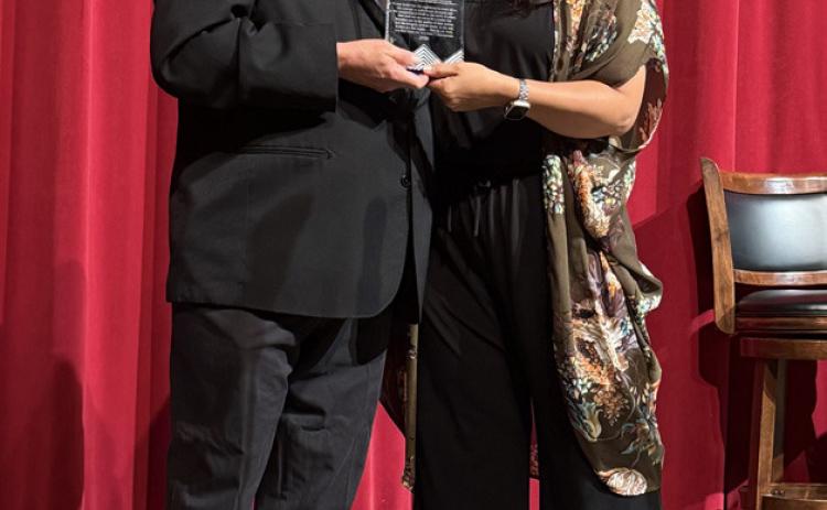 COMMUNITY SERVICE Post Rotary Club President Susan Collazo accepted the Giles C. McCrary Award, recognizing the club for its dedication, commitment and service to the community during the Community Recovery Center’s 2026 Recovery Roundup. | STEPHANIE ALLEN