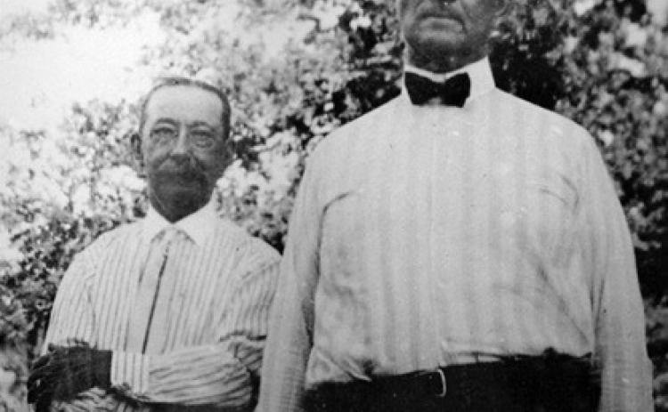 PARTNERSHIP E.W. “Shorty” Clark (left) was a key business associate of W.E. Connell (right) in the early 1900s. He partnered with Connell and John Scharbauer in acquiring ranch lands in Garza and Kent Counties, which together became the OS Ranch. | PHOTO PROVIDED BY CONNELL MANAGEMENT LLC
