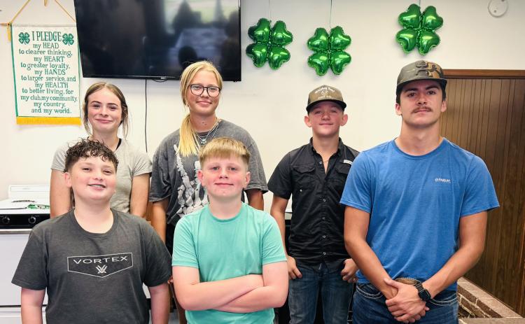 4-H LEADERSHIP Garza County 2025-26 4-H member leaders from front, left, Cooper Britton, Arron Brooks and Daniel Carrol. Back, left, Daveigh Gomez, Annabella Hayek and Kye Baker. | LACEY REITER PHOTO