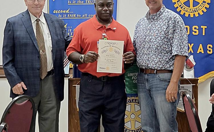 POST ROTARY Terry Jackson was formally inducted into the Rotary Club of Post Aug. 5. Jackson is a counselor at the Juvenile Detention Center and has shared a great deal on the importance of child awareness and parenting. | COURTESY PHOTO