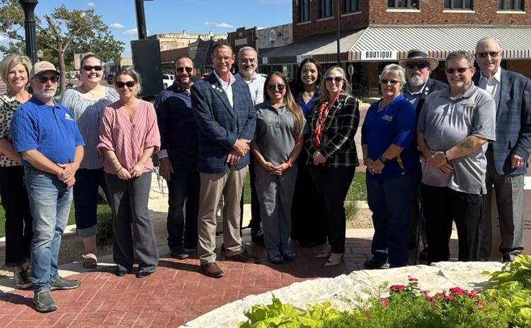 CENTURY OF SERVICE Members of the Post Rotary Club gathered in downtown Post Oct. 5, 2026, for the dedication of the Centennial Clock, commemorating the club’s 101st anniversary and more than a century of service to the Post Community. | COURTESY PHOTO
