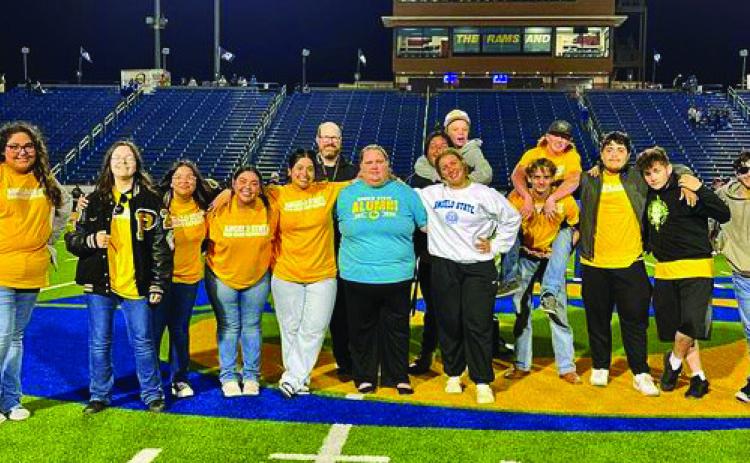 HONORED BAND Several Post ISD band students were honored members of the San Angelo Ram band at the game on Saturday, November 2. San Angelo alumni, band director Russell Dean, and assistant director Nikki Moore took the students to play alongside the college band. Post ISD is grateful to give the students an early collegiate experience and tour. | COURTESY PHOTO
